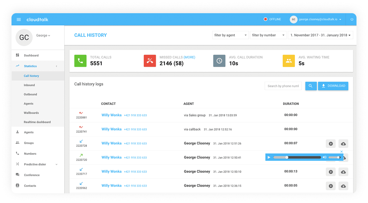 cloudtalk interface