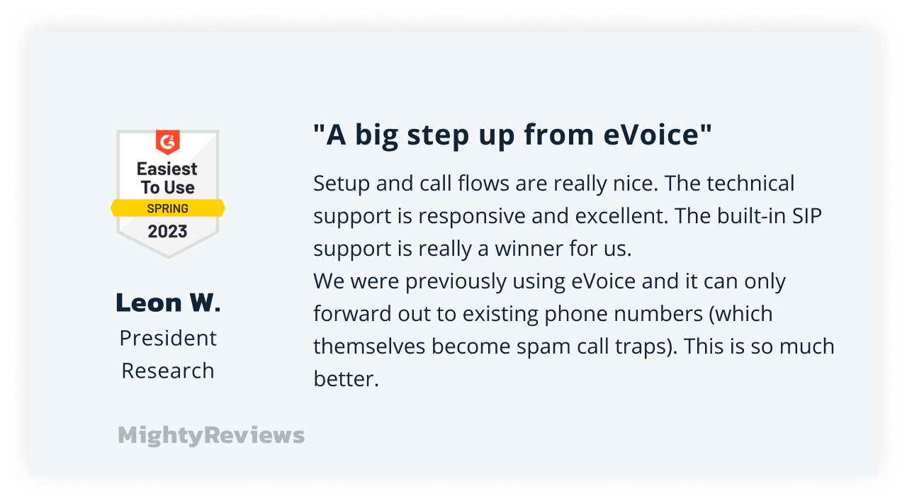 MightyCall vs eVoice review on G2