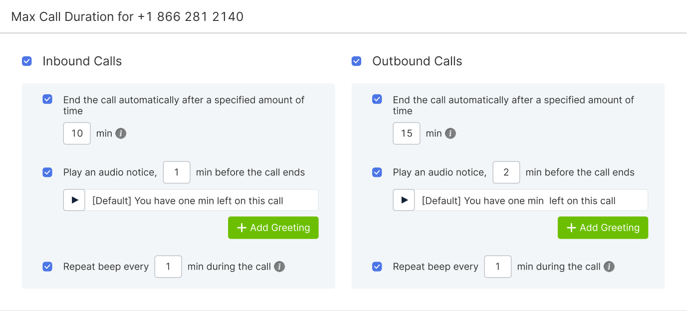Call Duration Limits