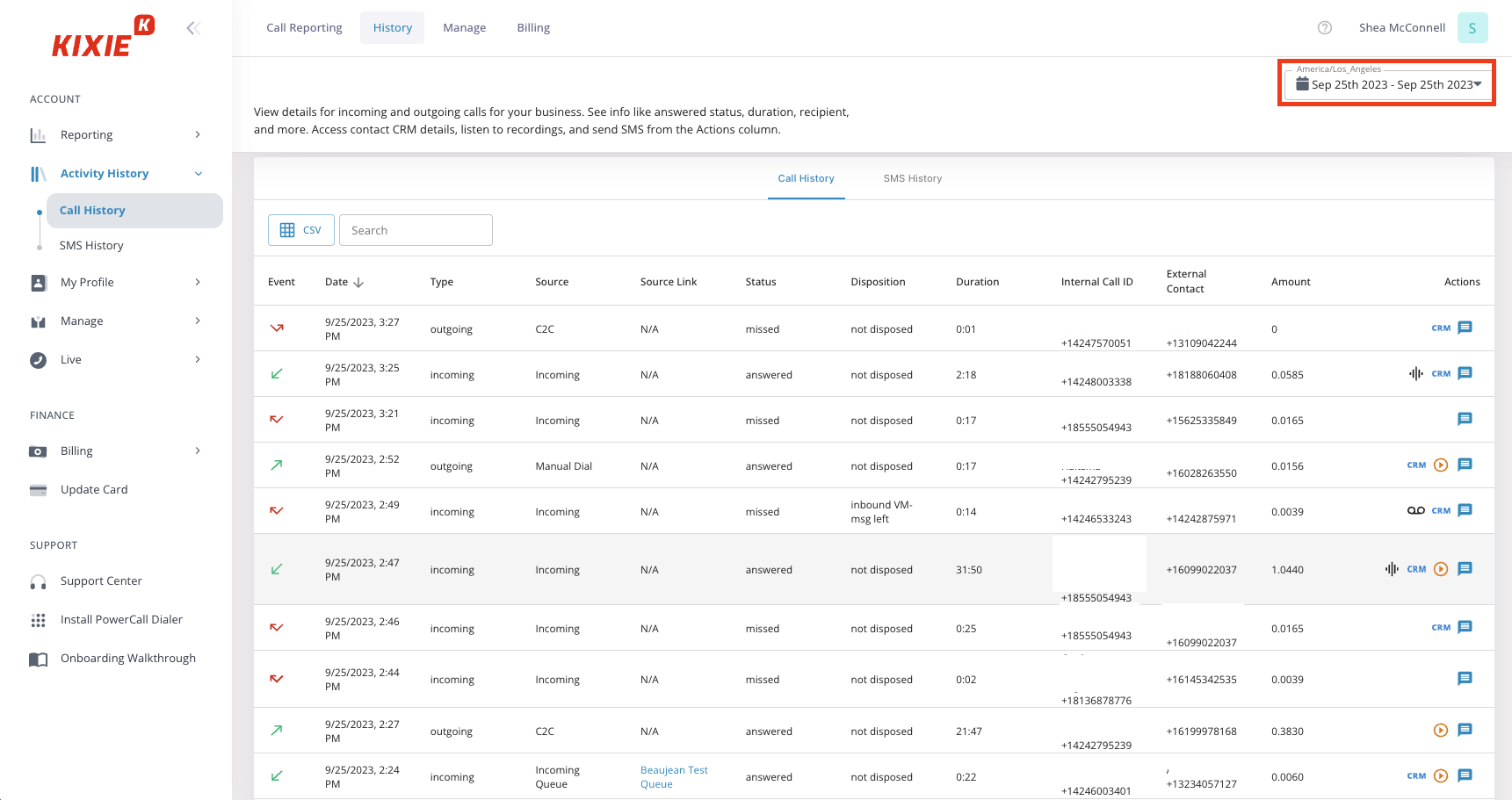 Kixie interface screenshot