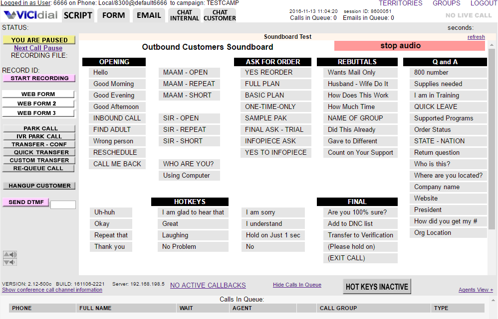 VICIdial interface screenshot