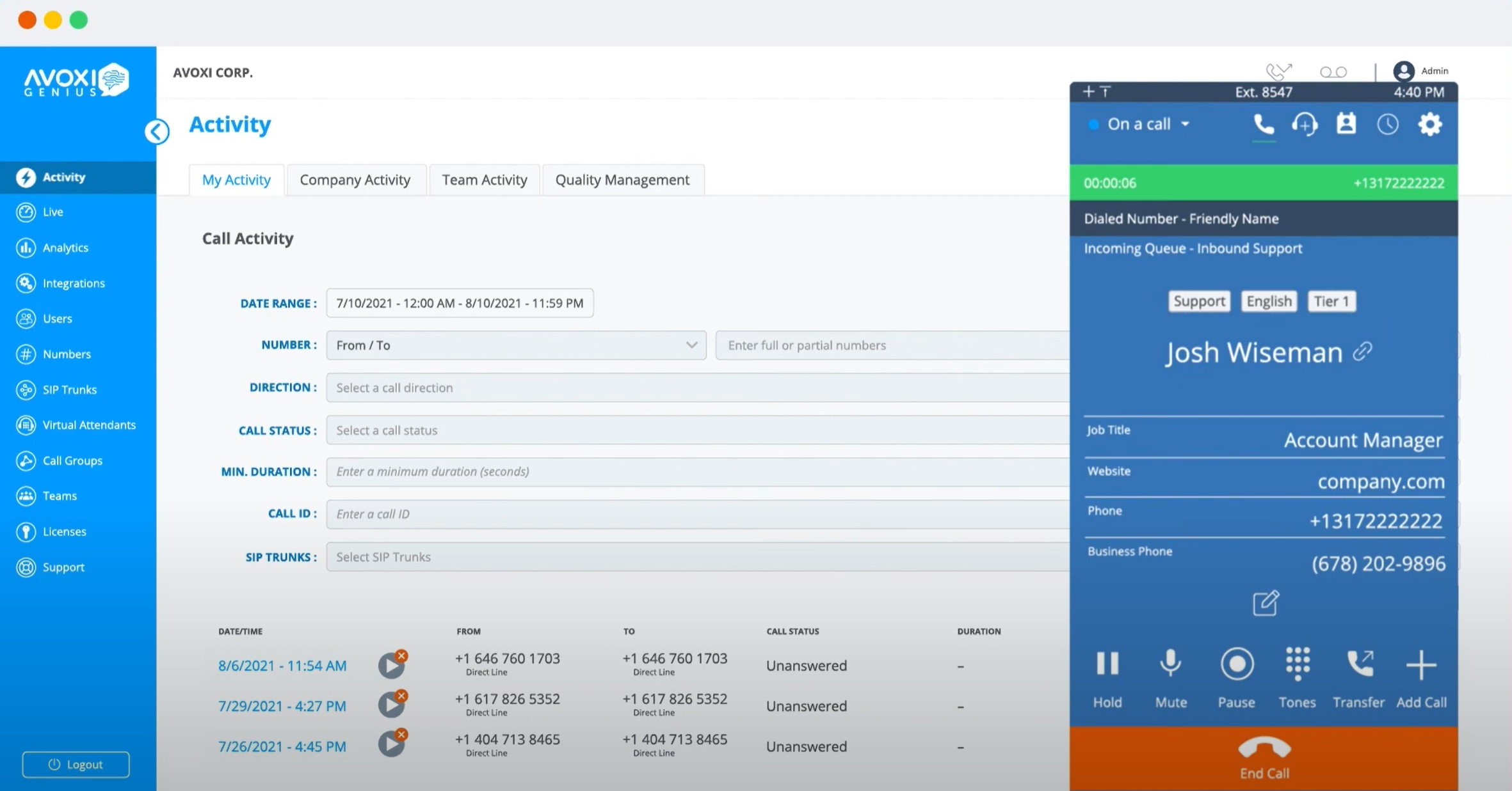avoxi interface