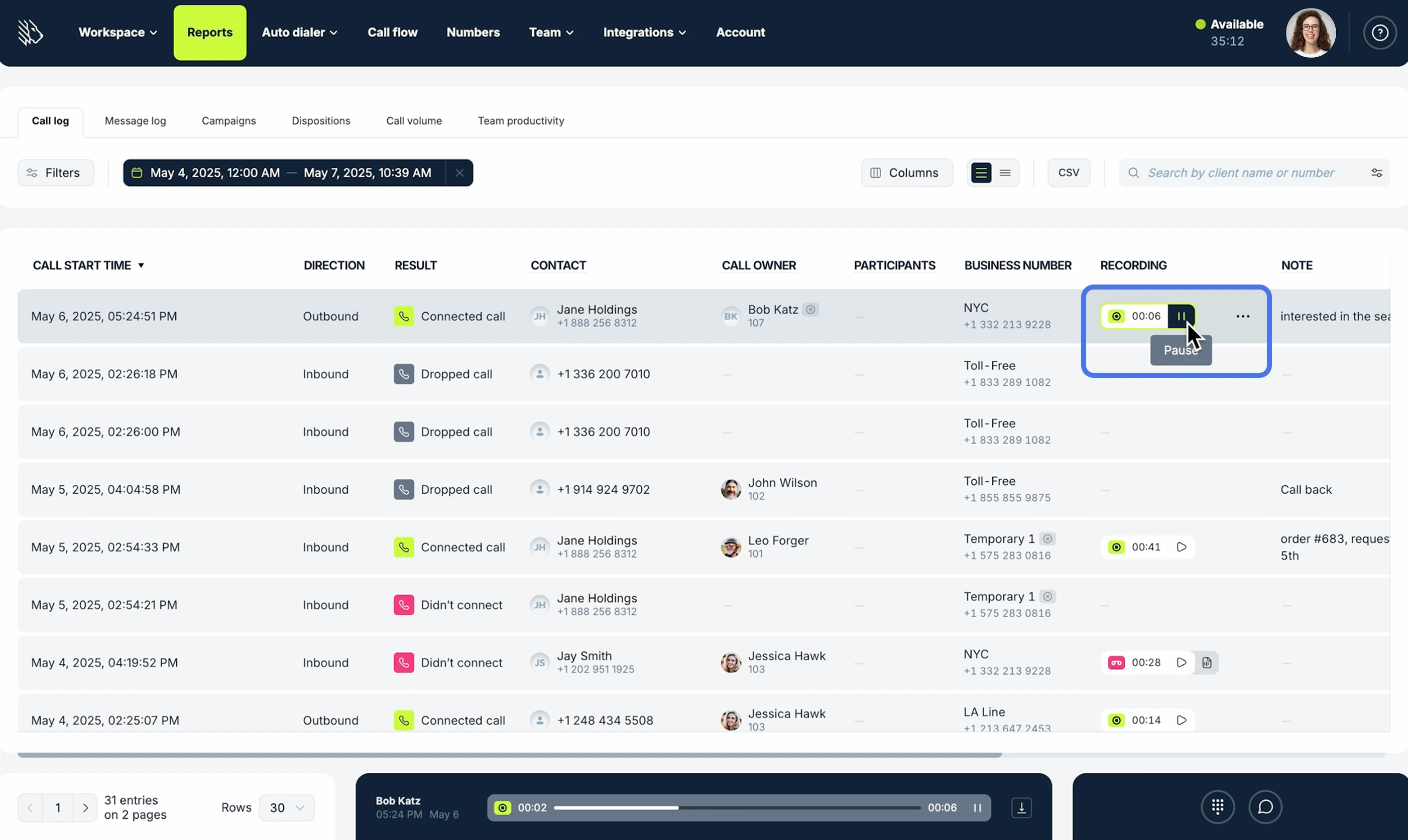call recording in MightyCall