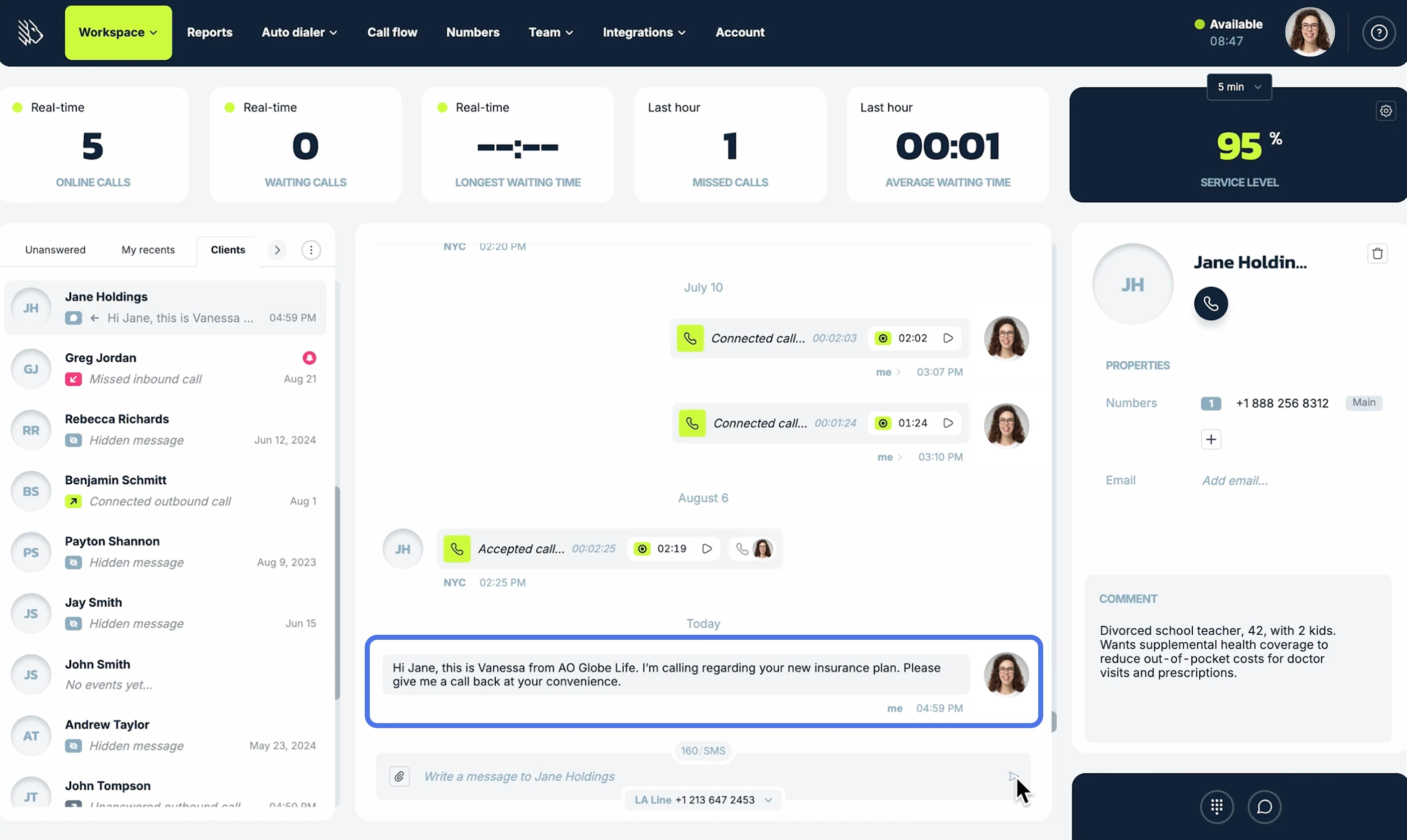 text messaging in MightyCall