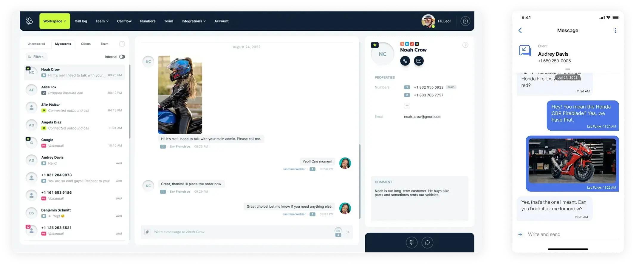Text messages mightycall call center