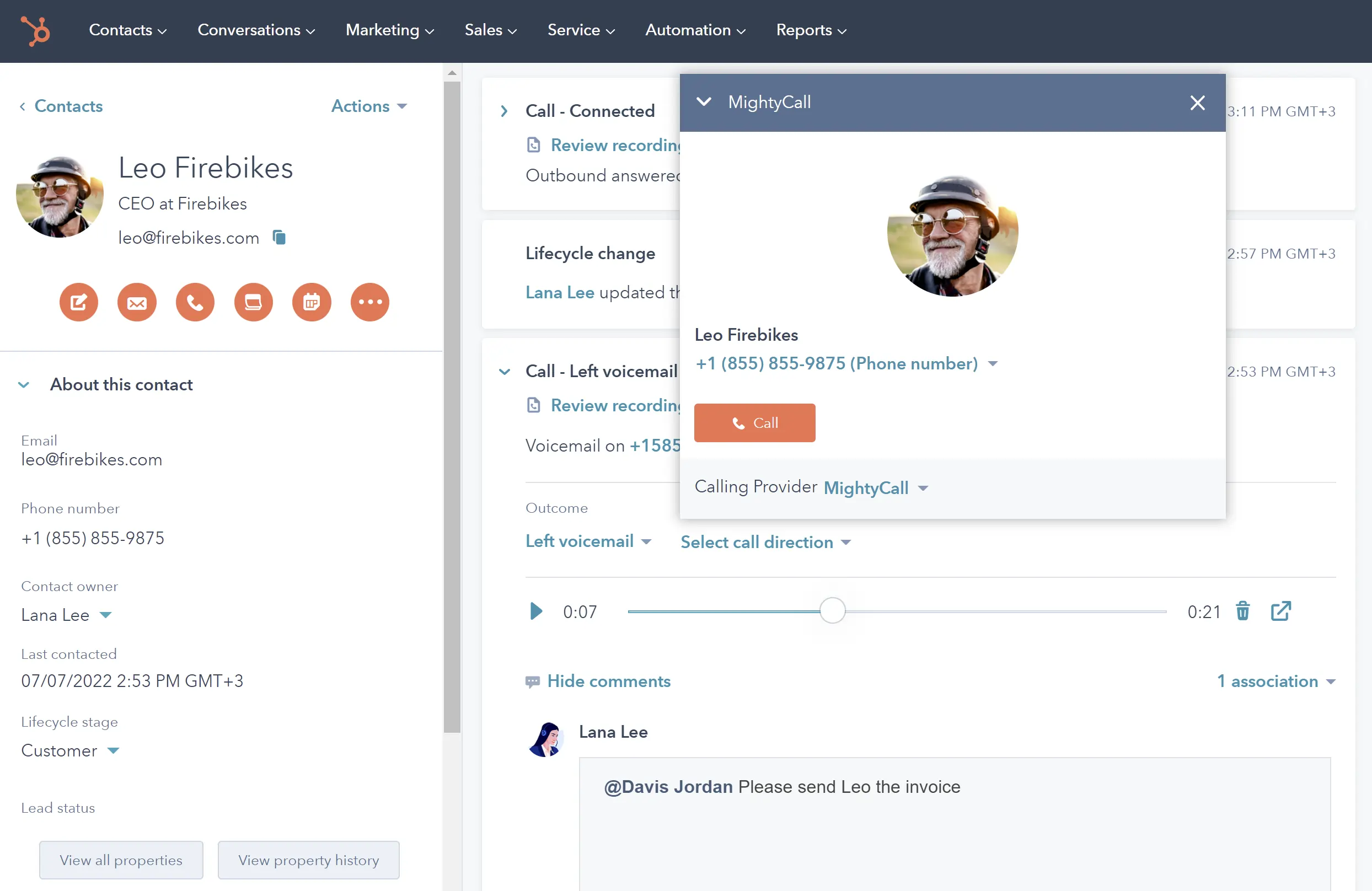 – MightyCall MightyCall HubSpot