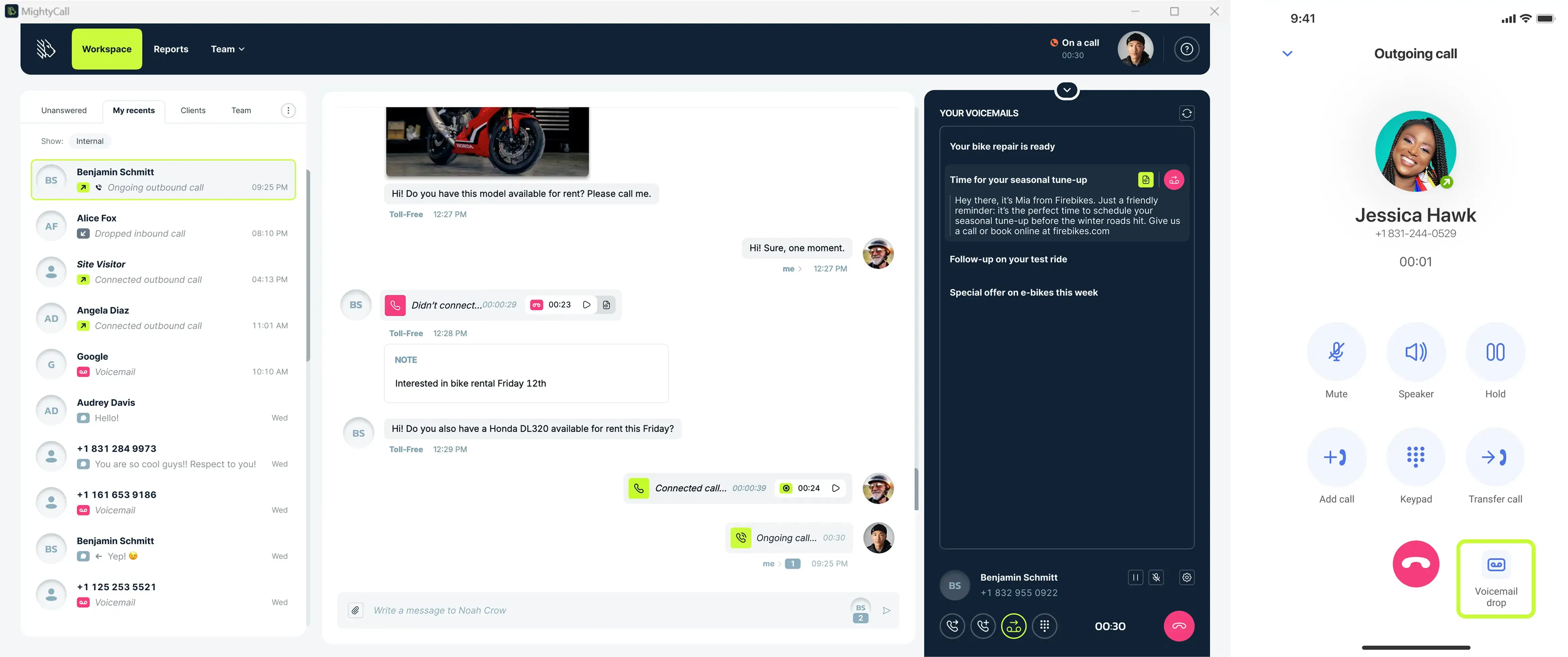 Where voicemail drop is available – MightyCall