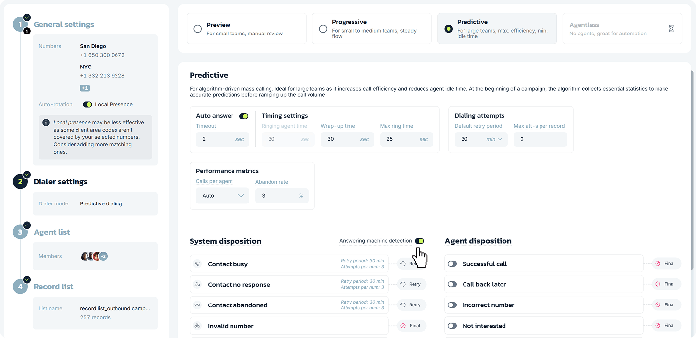 AI Answering machine detection