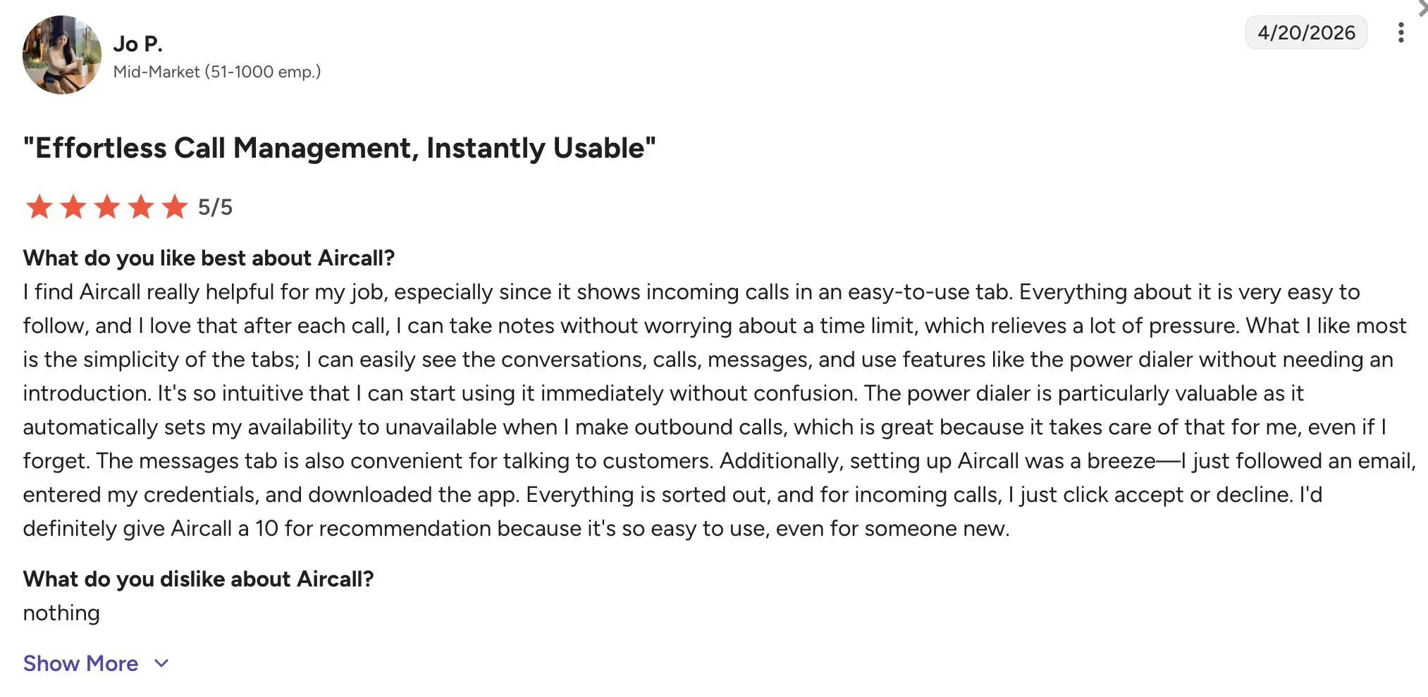 Aircall_user_review_on_G2