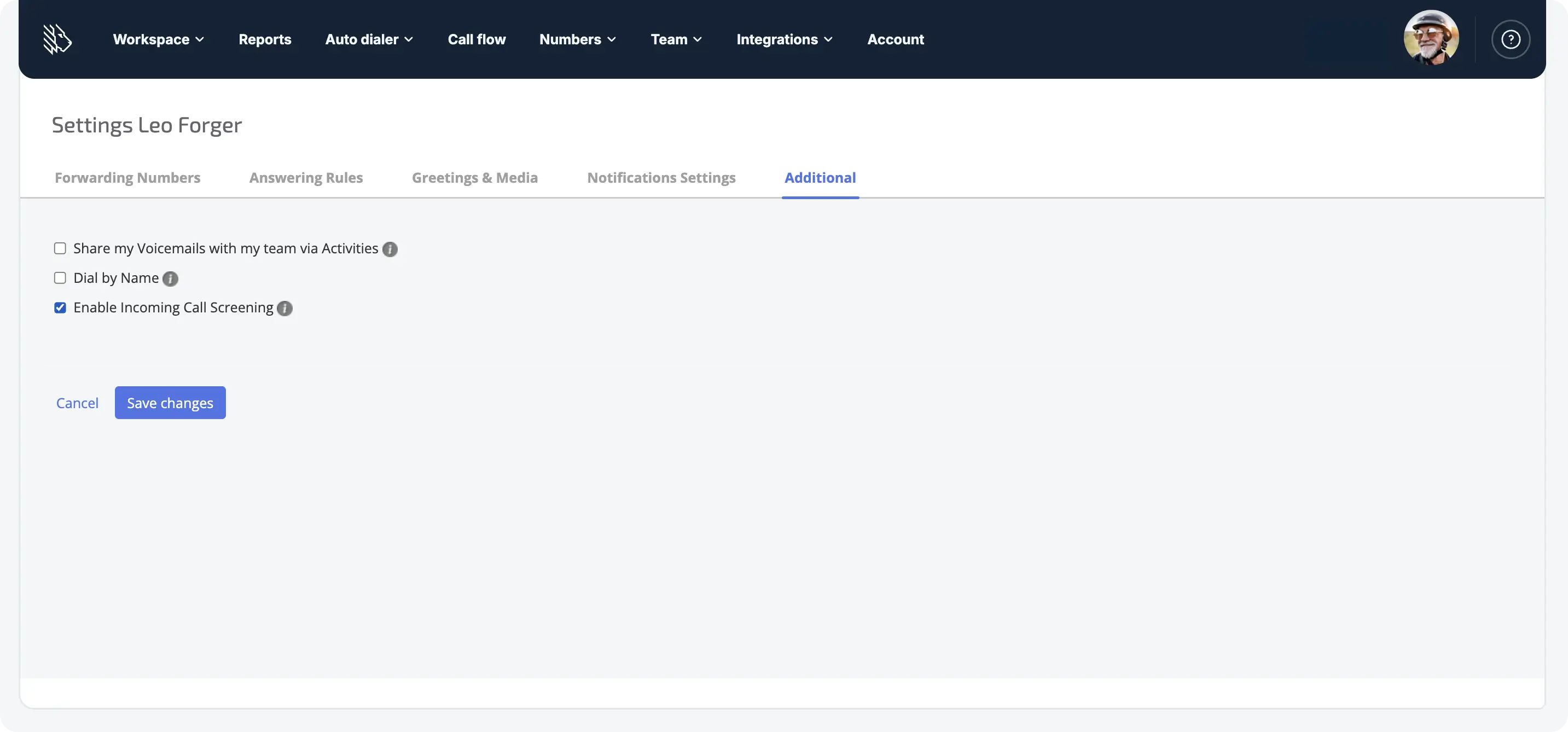 Call Screening Settings