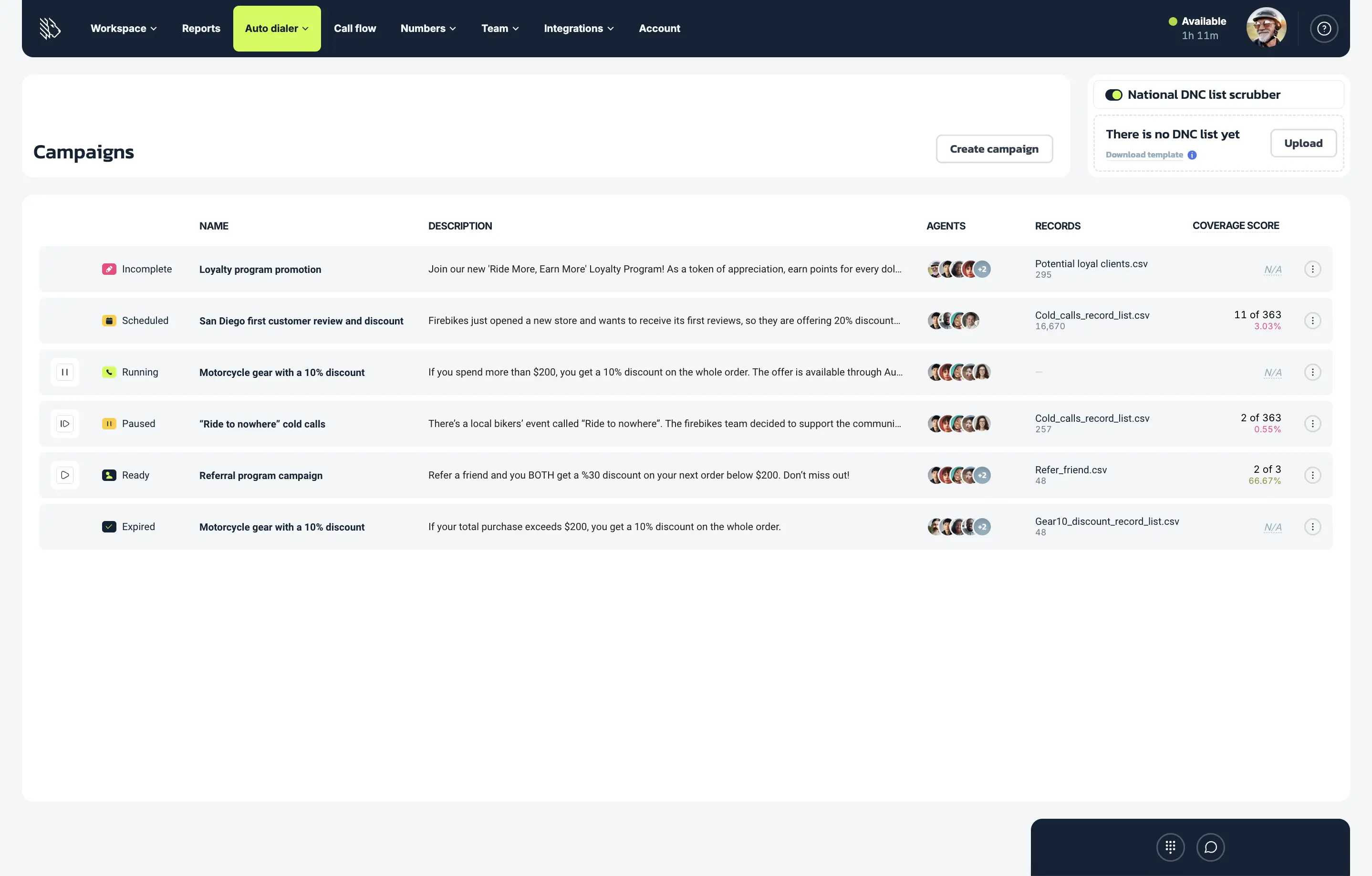 campaign settings – MightyCall